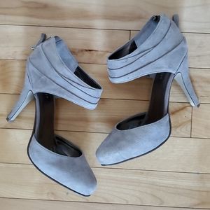 Grey suede heels